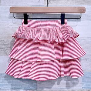 PinkFong Ruffle Tiered Crinkled Pull On Skirt Pink White Stripe Toddler Girl 3T
